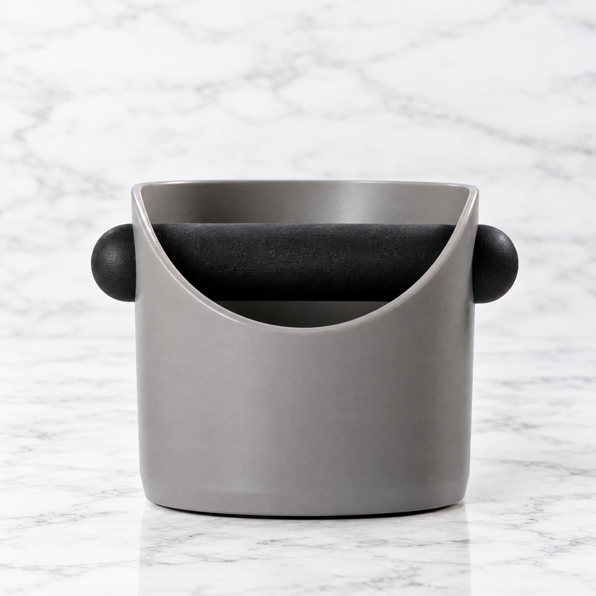 Gray espresso knock box coffee grounds bin