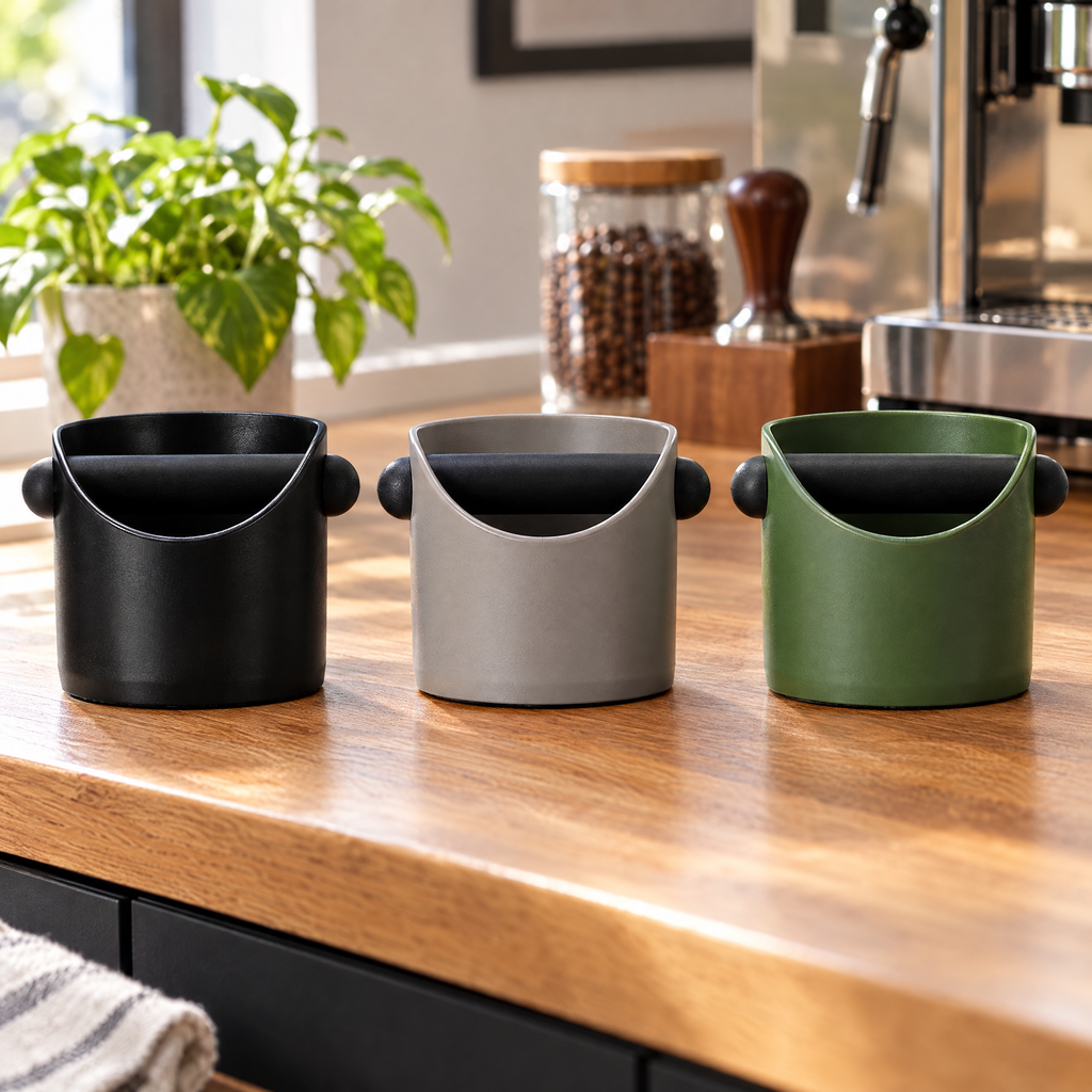 Black gray and green espresso knock boxes colour options