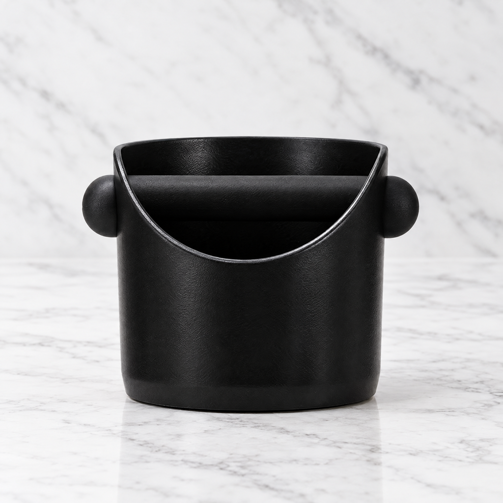 Black espresso knock box coffee grounds bin