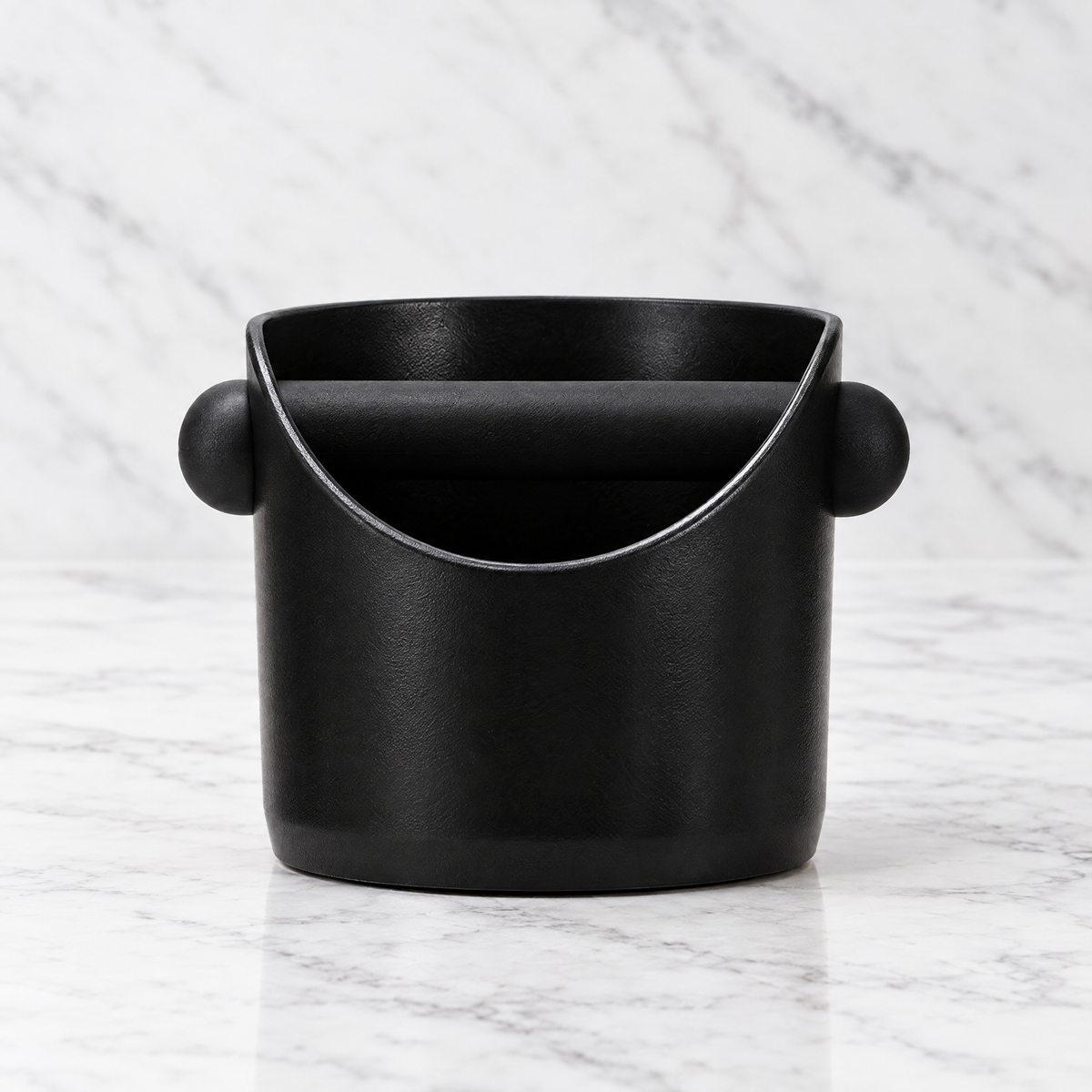 Black espresso knock box coffee grounds bin